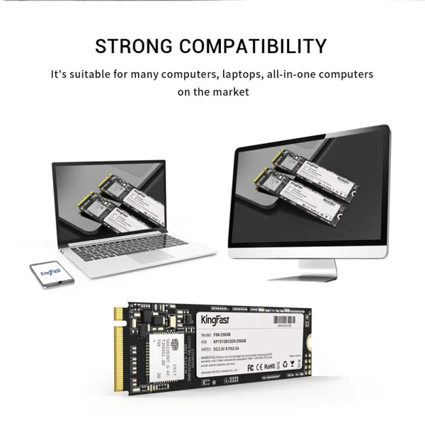 KingFast SSD M.2 NVMe 256GB Kingfast F8N, up to 2100/1700Mbs KF1313DCS25BY-256- Slika 1