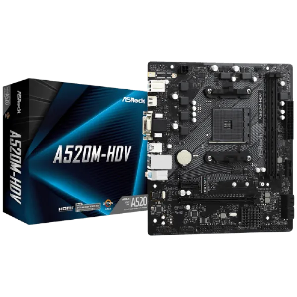 MB AM4 ASRock A520M-HDV 90-MXBE50-A0UAYZ Slika 1