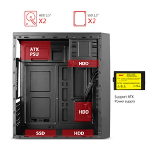 Kućište Stars Solutions K02 500W, USB 3.0 x2 Slika 2