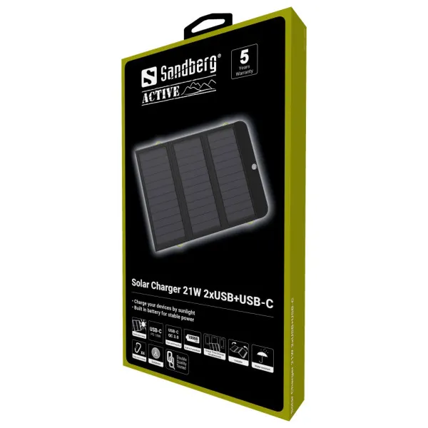 Solarni punjač Sandberg 420-55 21W 2xUSB+USB-C Slika 2