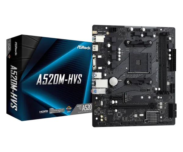 MB AM4 ASRock A520M-HVS 90-MXBE60-A0UAYZ Slika 1