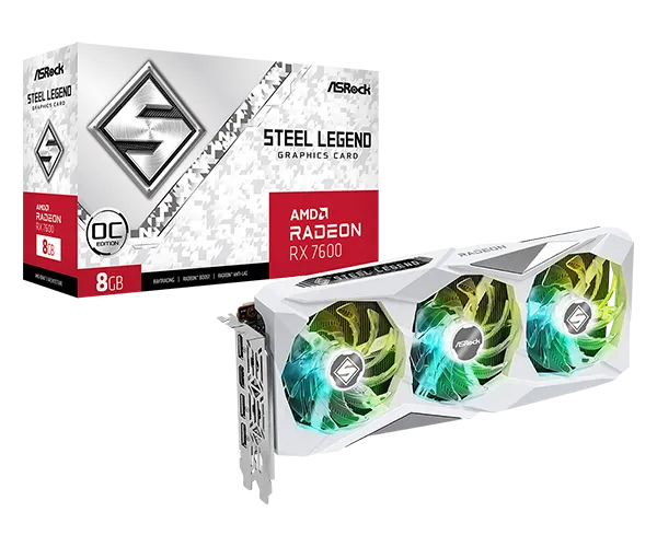 ASRock SVGA Asrock Radeon RX 7600 Steel Legend 8G GDDR6 OC, RX7600 SL 8GO Slika 1