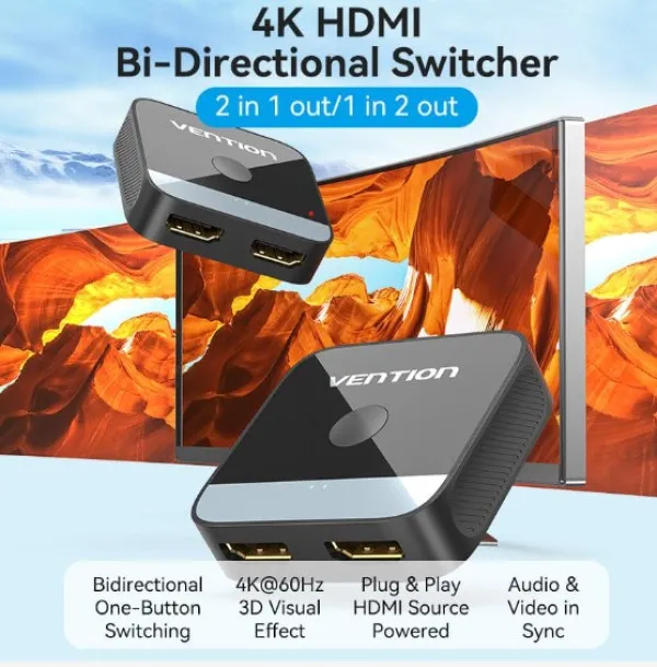 HDMI switch Vention AKOB0 dvosmerni 4K 2-1/1-2 Slika 3