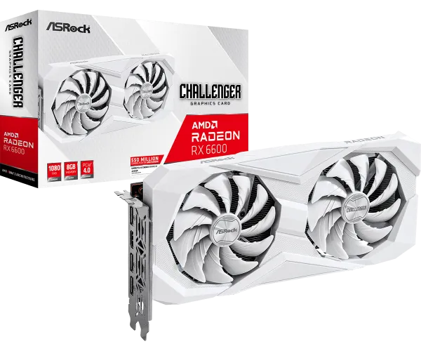 ASRock SVGA Asrock Radeon RX 6600 Challenger W 8GB GDDR6 White, RX6600 CLW 8G Slika 1