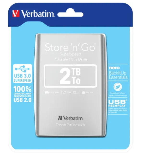 HDD E2.5" Verbatim 2TB USB 3.0 Store'n'Go 53189, Silver Slika 4