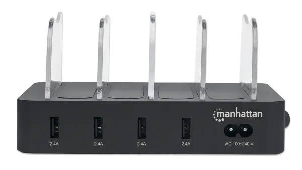 USB punjač 4-port Manhattan 102261 5V/2.4V/34W/držač za telefon Crni Slika 3