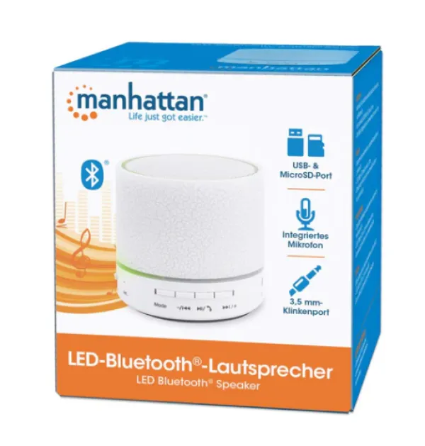 MANHATTAN Bluetooth zvučnik Manhattan 165303 LED, 3W white - Image 2