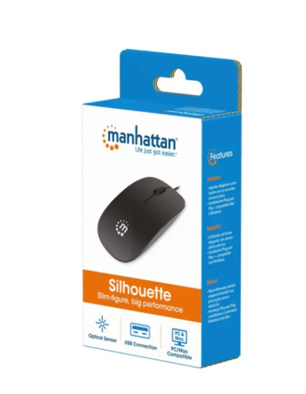 Miš USB Manhattan Silhouette 177658, black Slika 4