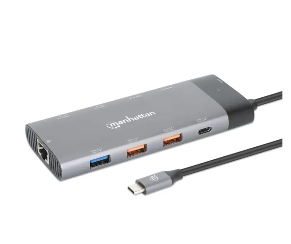 Docking station Manhattan 130714 10in1 USB-C - 2xHDMI/5xUSB/LAN/PD 100W Slika 1