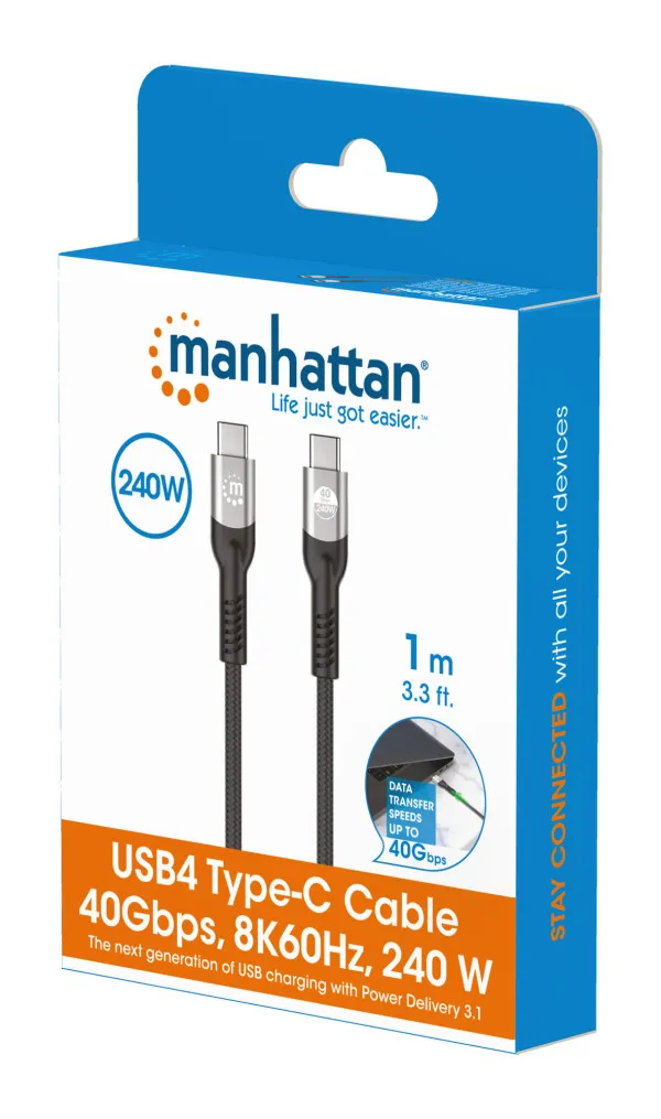 Kabl Manhattan 356374 USB-C M/M 3.1/8K/60Hz/Thunderbolt 4/40Gbps/PD/1m Slika 6