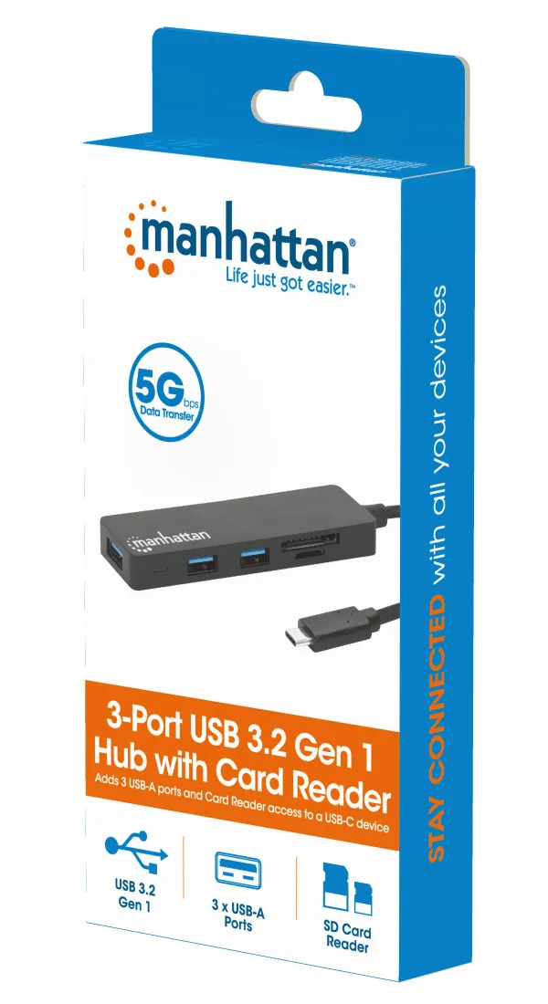 Mamhattan USB-C HUB 3port Manhattan 164948 3.2 G1/5Gbps/CR/Crni Slika 2