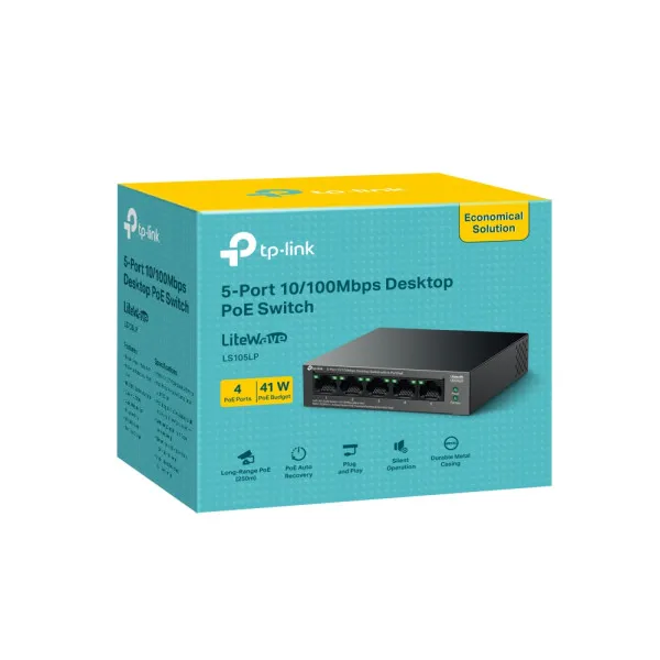 TP-Link LAN Switch TP-LINK LS105LP 5port 10/100/1000Mbps/4-PoE metalno kućište Slika 2