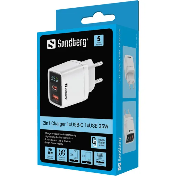 Kućni punjač Sandberg 2u1 441-52 1xUSB/1xUSB-C 35W Slika 2