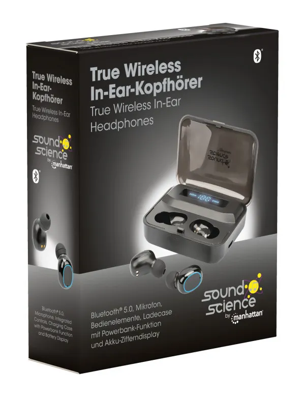 Slušalice TWS Manhattan 180382 Bluetooth 5.0 crne Slika 4