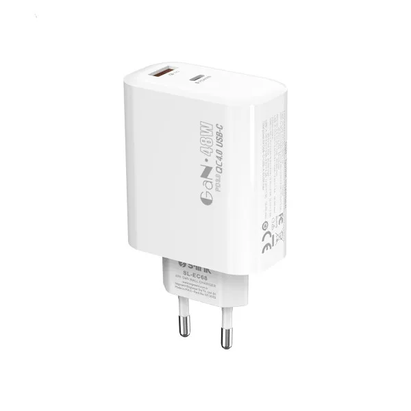 Strujni adapter S-link SL-EC68 45W PD30W/QC 18W USB-A/USB-C Brzo punjenje Slika 1