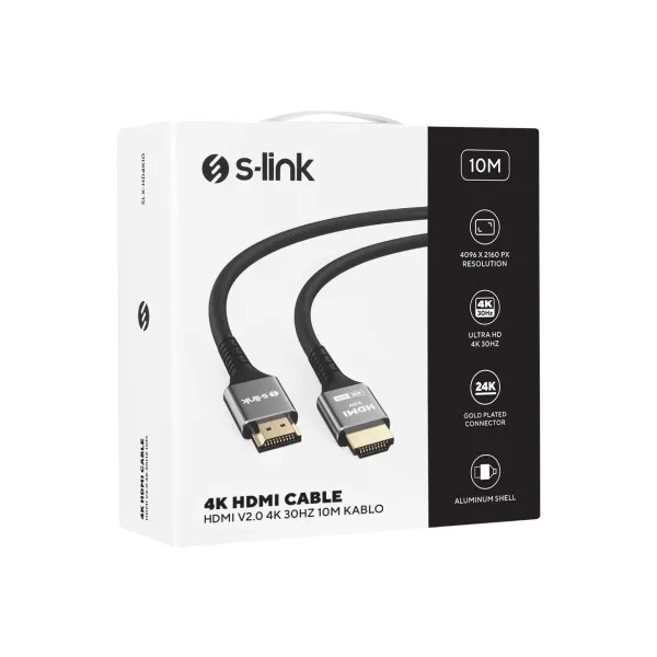 Kabl S-link SLX-HD4K10 HDMI na HDMI M/M v2.0 4K/30Hz Metal 10m Slika 2