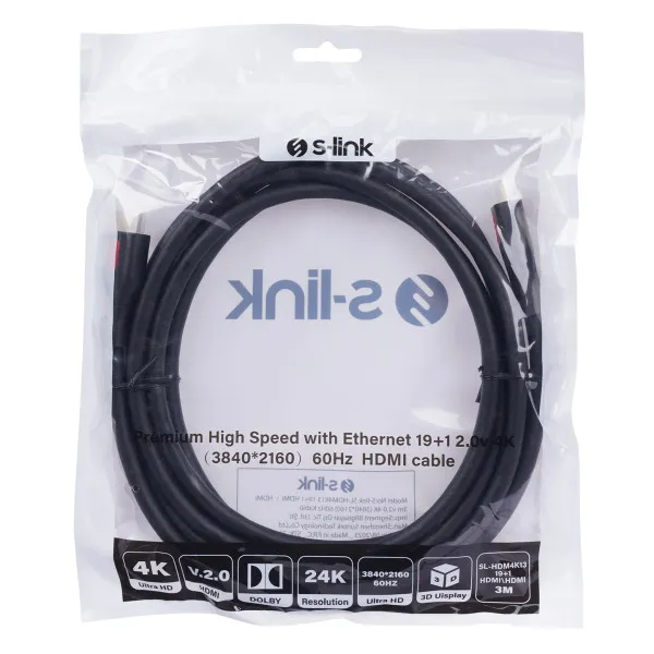 Kabl S-link SL-HDM4K13 HDMI na HDMI M/M v2.0 4K/60Hz 3m Slika 2