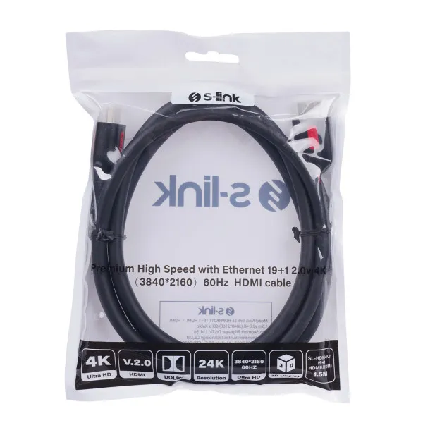 Kabl S-link SL-HDM4K011 HDMI na HDMI M/M v2.0 4K/60Hz 1,5m Slika 3