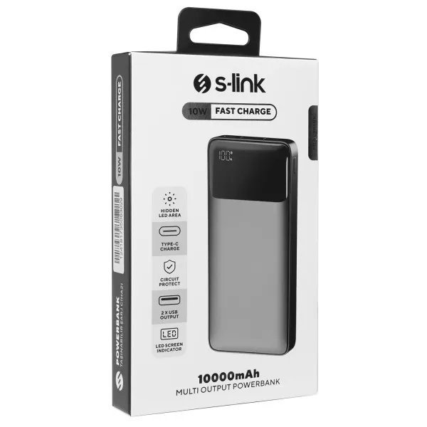 S-link Powerbank S-LINK P107 10000mAh LCD/10W/crni Slika 2