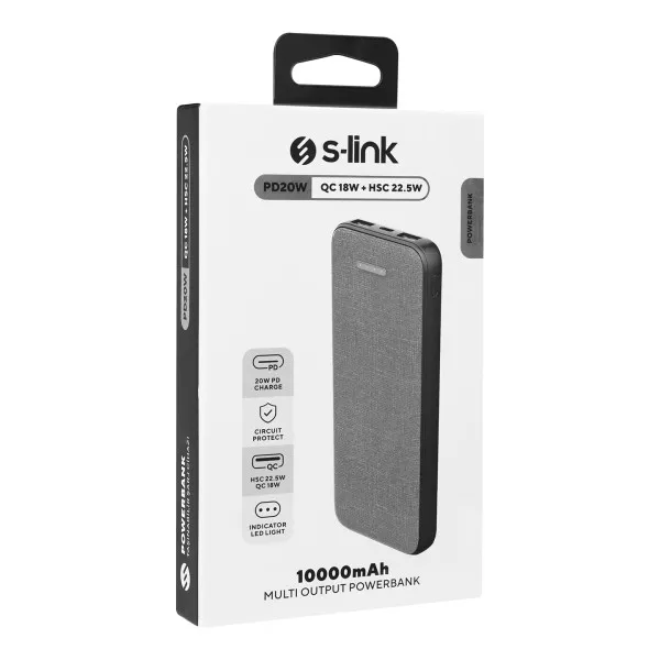 S-link Powerbank S-LINK P108 10000mAh LCD/PD20W/sivi Slika 2