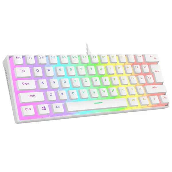 Tastatura USB-C Rampage RADIANT K11 Red Switch US RGB bela Slika 1