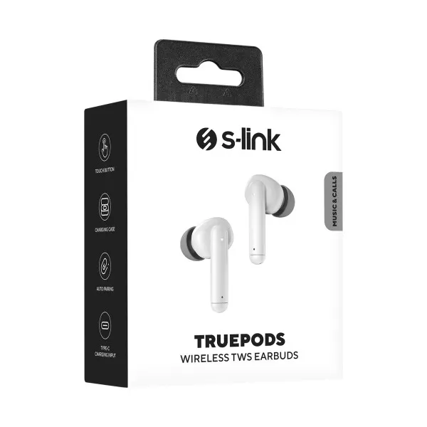 S-link Slušalice sa mikrofonom S-Link TruePods TWS IPX4 Bluetooth bele Slika 2