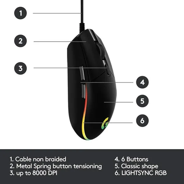 Miš USB Logitech G102 Lightsync crni 910-005823 Slika 3