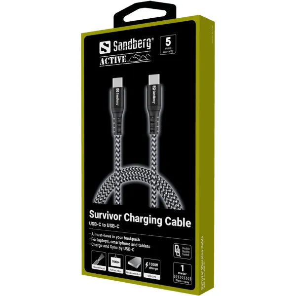 Kabl Sandberg Survivor 441-38 100W USB-C/USB-C 1m Slika 2