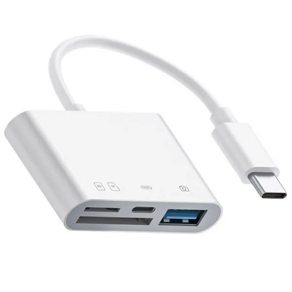 Čitač kartica Kettz 4u1 USB Type C beli Slika 1