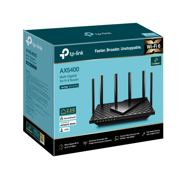 LAN Router TP-Link Archer AX72 PRO AX5400/WiFi6/3GLAN/1GWAN/1x2,5G WAN-LAN/USB Slika 2