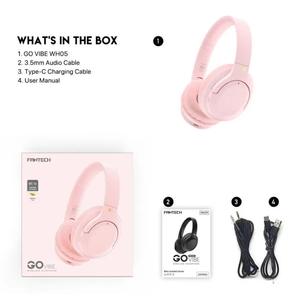 Bluetooth slušalice Fantech GO Vibe WH05 pink Slika 3