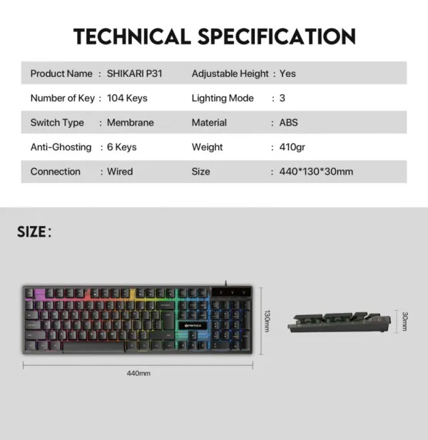 Tastatura + miš + podloga USB Fantech P31 Hero 3u1 crna Slika 5