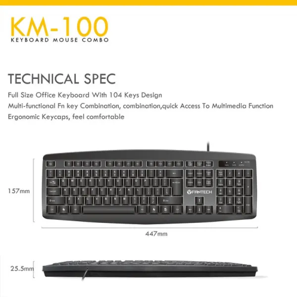 Tastatura + Mis USB Logitech Fantech GO KM-100 US crna Slika 3