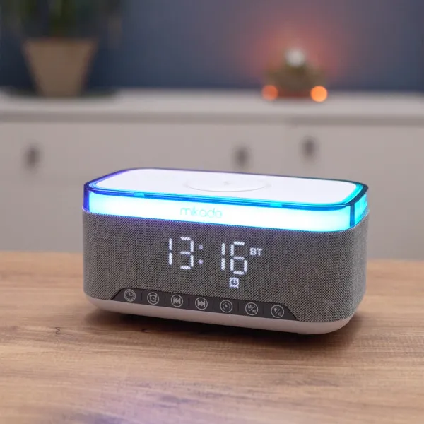 Zvučnik Mikado MD-W8 1200mah, 10W lampa/alarm/wireless punjač/sivi Slika 2