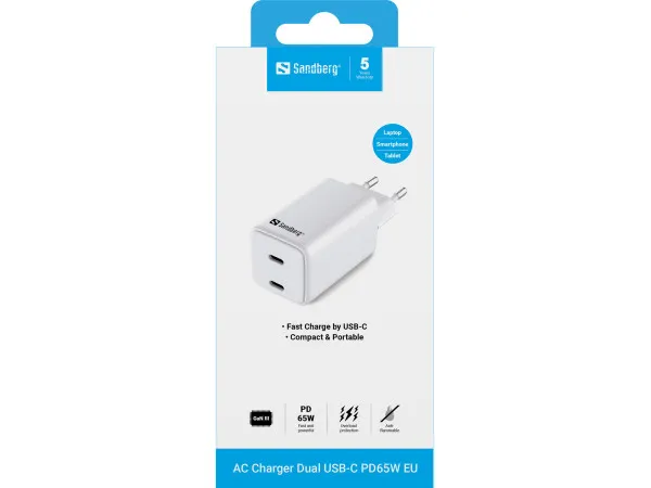 USB kućni punjač Sandberg 441-56 Dual USB-C PD 65W Slika 4