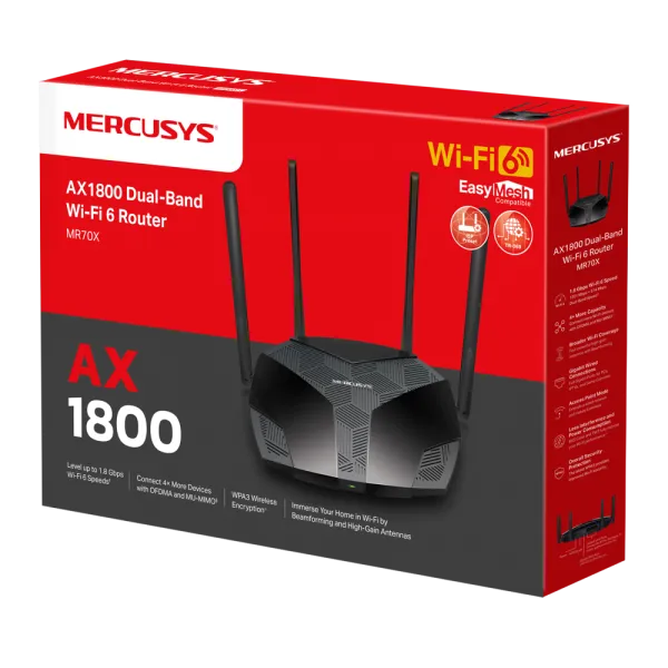 LAN Router Mercusys MR70X AX1800/1Gx WAN/3G LAN/4x5dBi Slika 2