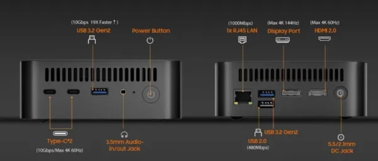 BlackView MP100 AMD R5 7430U/16GB/512GB/1xHDMI+1xDP/RJ45/BT/WiFI/W11P Black Slika 3