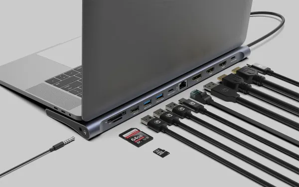 Docking station Manhattan 12in1 USB-C 100W-2xHDMI/DP/GLAN/3xUSB/USB-C 190305 Slika 3