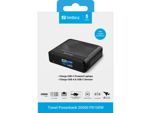 Powerbank Sandberg Travel 421-25 20000mAh PD100W/bežično punjenje Slika 3