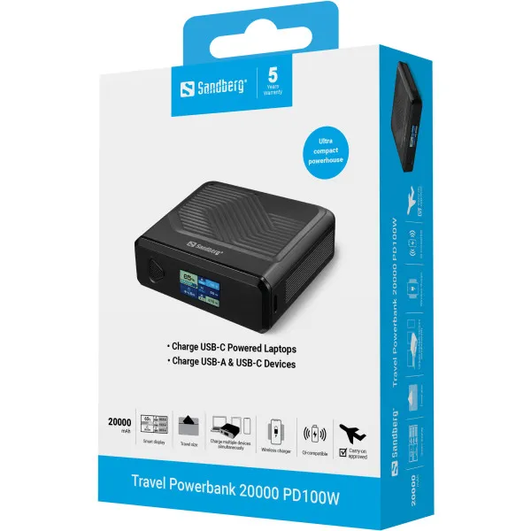 Powerbank Sandberg Travel 421-25 20000mAh PD100W/bežično punjenje Slika 6