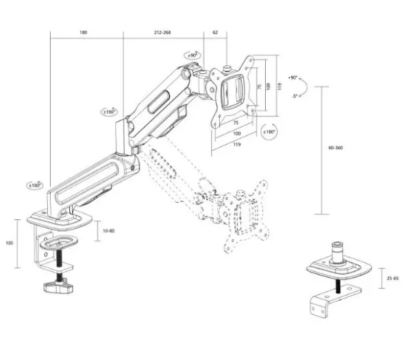 Aton Stoni nosač za monitor ATON ATPS82 13â€“32" do 9 kg Slika 4