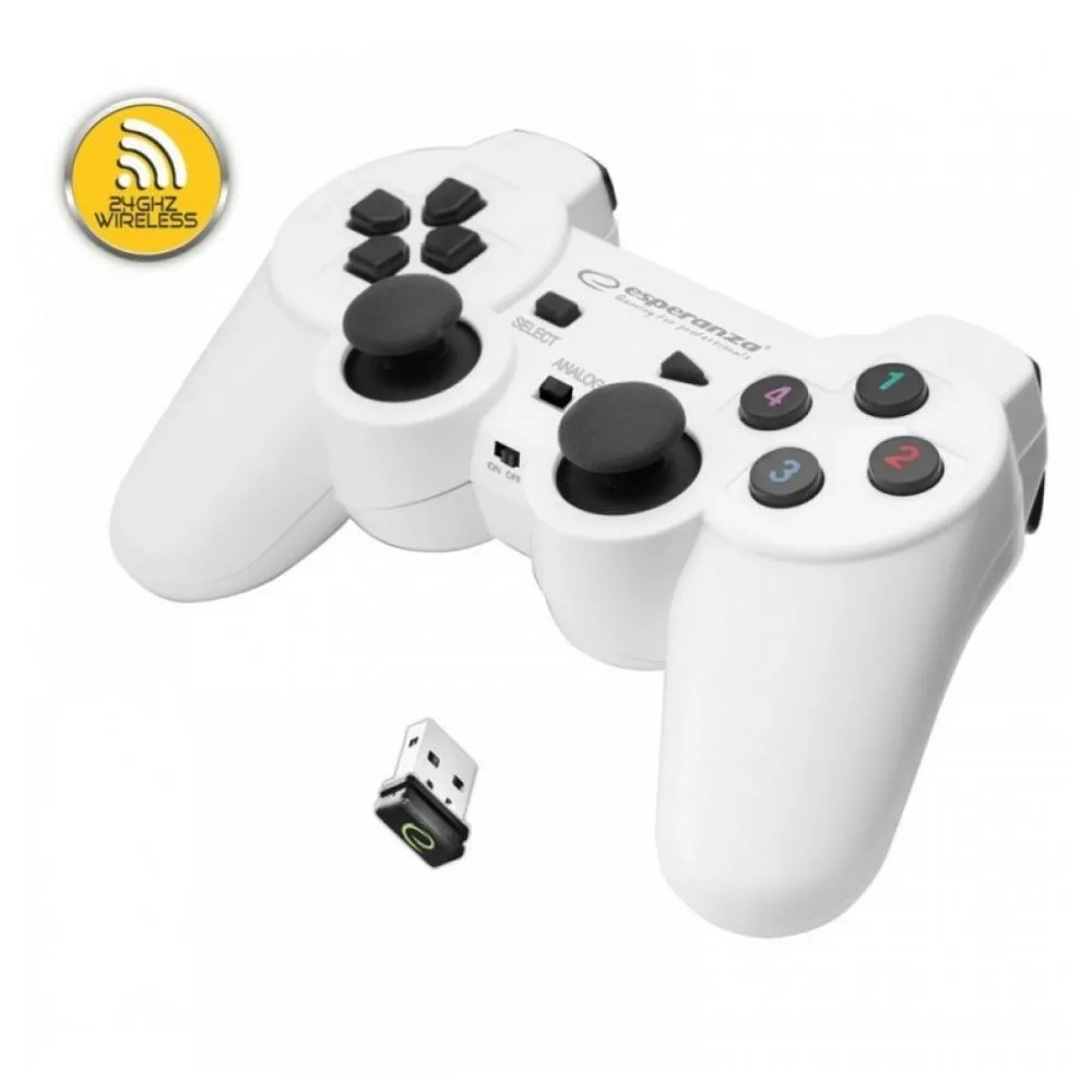 ESPERANZA EGG108W  BEŽIČNI GAMEPAD 2.4GHZ PS3/PC USB  GLADIATOR BELO/CRNI Slika 1