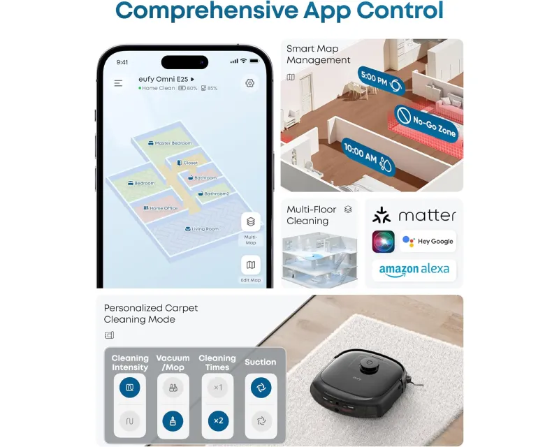 ANKER Eufy Omni E25 HydroJet Robot Usisivač sa bazom crni Slika 9