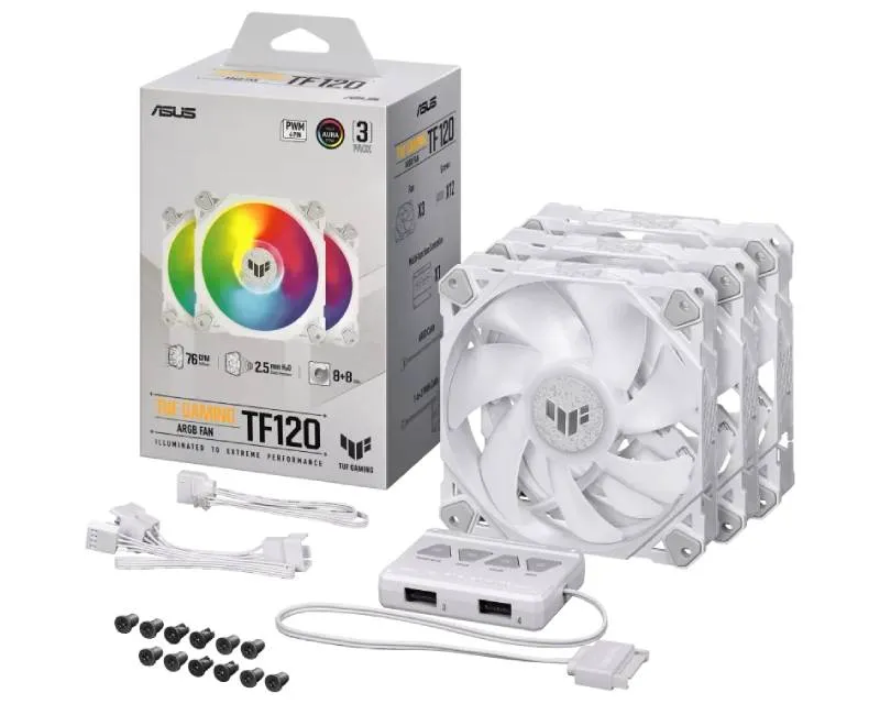 ASUS TUF GAMING TF120 ARGB WHITE EDITION 3IN1 ventilator  Slika 6