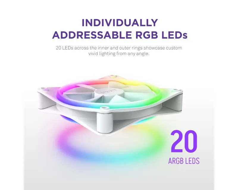 NZXT F140RGB Core 140mm ventilator beli (RF-D14SF-W1)  Slika 2