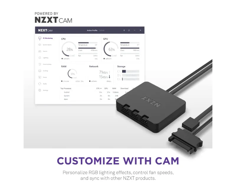 NZXT F140RGB Core 140mm ventilator beli (RF-D14SF-W1)  Slika 7