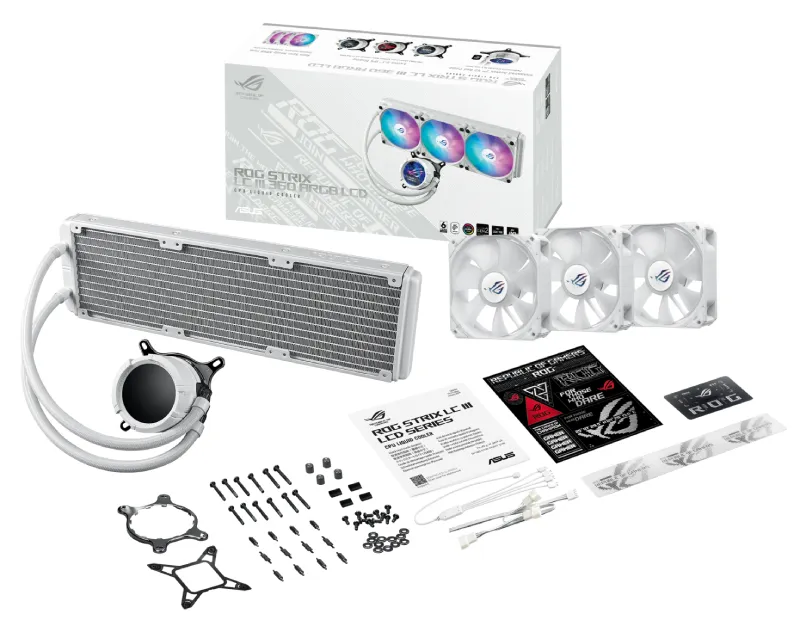ASUS ROG STRIX LC III 360 ARGB LCD WHT vodeno hlađenje belo  Slika 9
