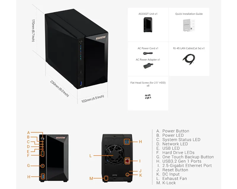 ASUSTOR NAS Storage Server DRIVESTOR 2 Pro AS3302T v2 Slika 4