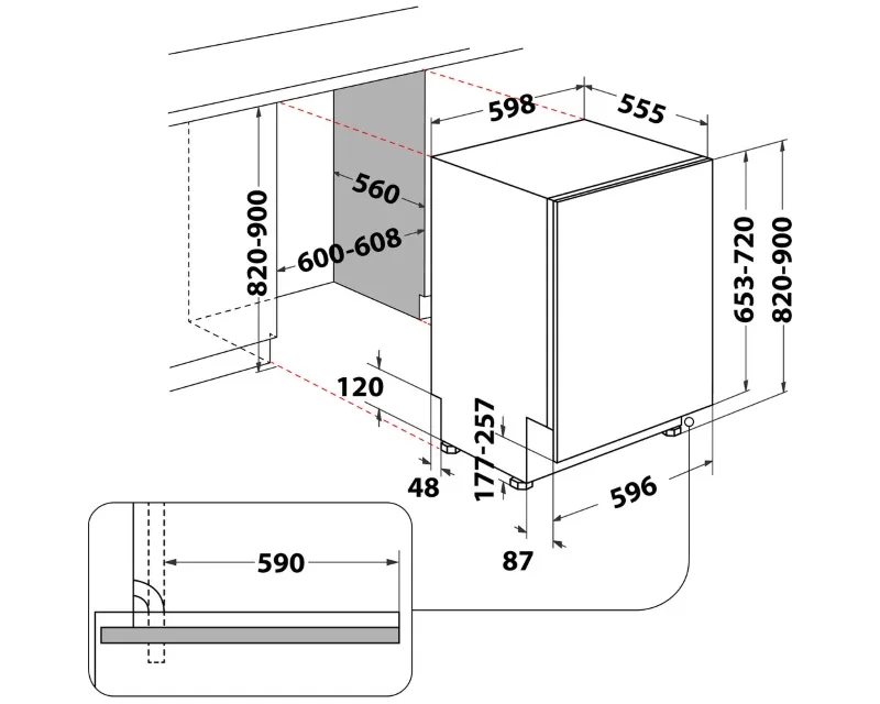 WHIRLPOOL WI 7020 P ugradna mašina za pranje sudova  Slika 3