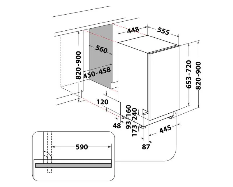 WHIRLPOOL WSIC 3M27 ugradna mašina za pranje sudova - 45cm  Slika 8